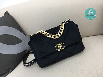 Chanel 19 Calfskin Black Flap Bag Size 30x20x10cm