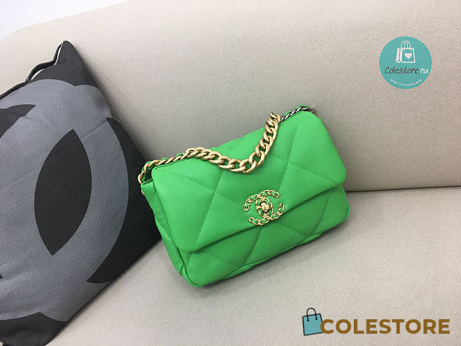 Chanel 19 Calfskin Green Flap Bag Size 30x20x10cm  - 1