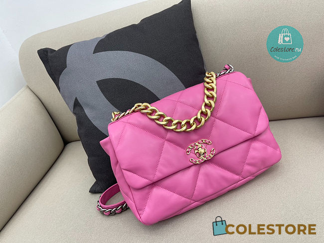 Chanel 19 Calfskin Pink Flap Bag Size 30x20x10cm  - 1