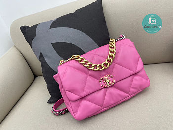 Chanel 19 Calfskin Pink Flap Bag Size 30x20x10cm 
