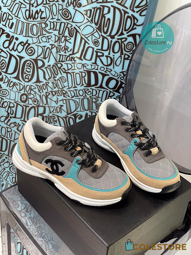 Chanel CC Trainers Beige/Blue Size 35-40 - 1