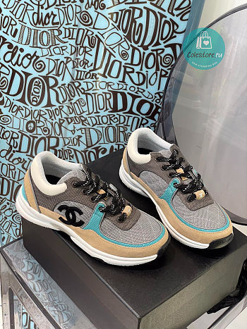 Chanel CC Trainers Beige/Blue Size 35-40