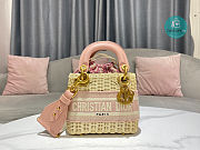 Dior Lady Medium Natural Wicker Pink Size 17x15x7cm - 1