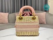 Dior Lady Medium Natural Wicker Pink Size 17x15x7cm - 2