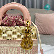 Dior Lady Medium Natural Wicker Pink Size 17x15x7cm - 5