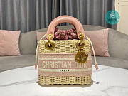 Dior Lady Medium Natural Wicker Pink Size 17x15x7cm - 6