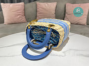 Dior Lady Medium Natural Wicker Blue Size 17x15x7cm - 6