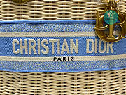 Dior Lady Medium Natural Wicker Blue Size 17x15x7cm - 3