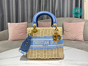 Dior Lady Medium Natural Wicker Blue Size 17x15x7cm - 1