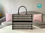 Dior Medium Book Tote Black Macro Houndstooth Embroidery (36x28x17cm) - 6