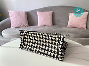 Dior Medium Book Tote Black Macro Houndstooth Embroidery (36x28x17cm) - 5