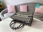 Dior Medium Book Tote Black Macro Houndstooth Embroidery (36x28x17cm) - 3