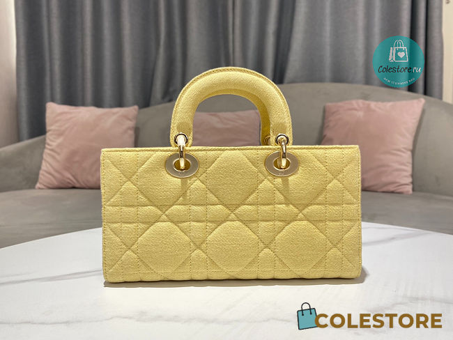 Lady D-Joy Bag Yellow Cannage Denim 26x6x14cm - 1