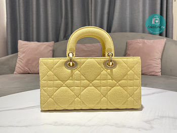 Lady D-Joy Bag Yellow Cannage Denim 26x6x14cm