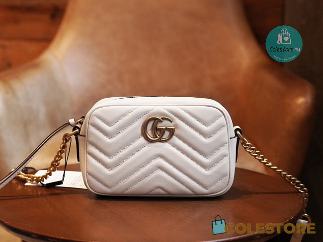 Gucci GG Marmont Matelassé Mini Bag White Leather 448065 Size 18x6x12cm - 1