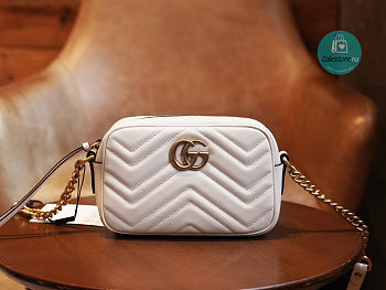 Gucci GG Marmont Matelassé Mini Bag White Leather 448065 Size 18x6x12cm