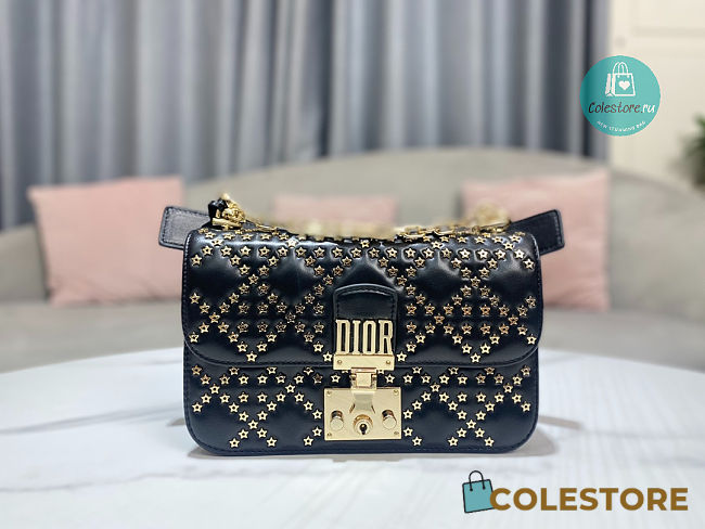 Christian Dior Addict Bag Cream Lambskin Lucky Star Black Size 21x8x13cm - 1