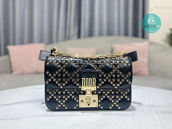 Christian Dior Addict Bag Cream Lambskin Lucky Star Black Size 21x8x13cm