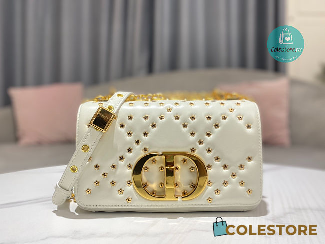 Christian Dior Addict Bag Cream Lambskin Lucky Star White Size 21x8x13cm - 1