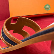 Hermes Oran Leather Sandal Bleu Brut Gold Size 35-42 - 5