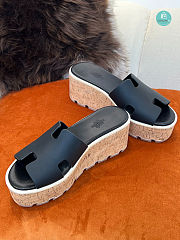HERMES Calfskin Cork Eze 30 Sandal Black Size 35-41 - 6