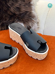 HERMES Calfskin Cork Eze 30 Sandal Black Size 35-41 - 4