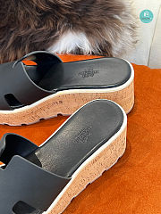 HERMES Calfskin Cork Eze 30 Sandal Black Size 35-41 - 2