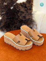 HERMES Calfskin Cork Eze 30 Sandal Beige Size 35-41 - 6