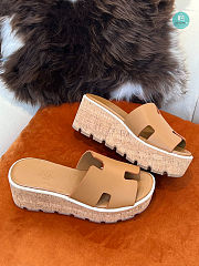 HERMES Calfskin Cork Eze 30 Sandal Beige Size 35-41 - 3