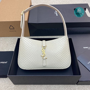 YSL Le 5 A 7 Hobo Bag In Crocodile Embossed Shiny Leather In White 24.5x16x6cm