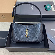 YSL Le 5 A 7 Hobo Bag In Crocodile Embossed Shiny Leather In Black 24.5x16x6cm - 1