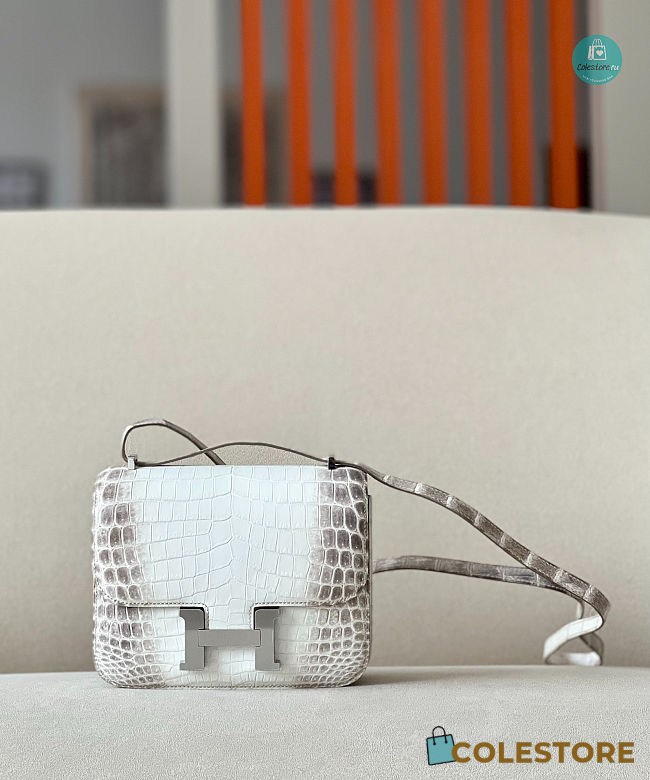 Hermes Constance 24 Crocodile Leather In White Size 19x15x4cm - 1