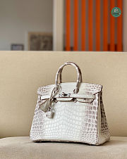  Hermès Birkin Himalaya Crocodile Leather In White Size 25x20x13cm - 1