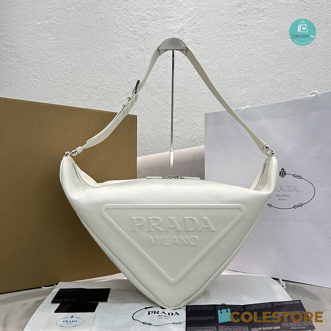 Prada White Saffiano Triangle Bag Size 60x28x31cm - 1