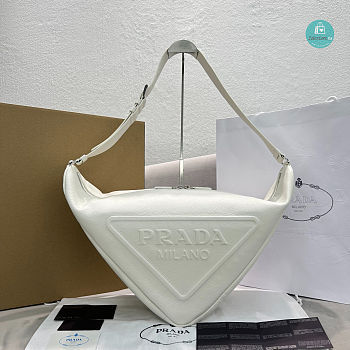 Prada White Saffiano Triangle Bag Size 60x28x31cm