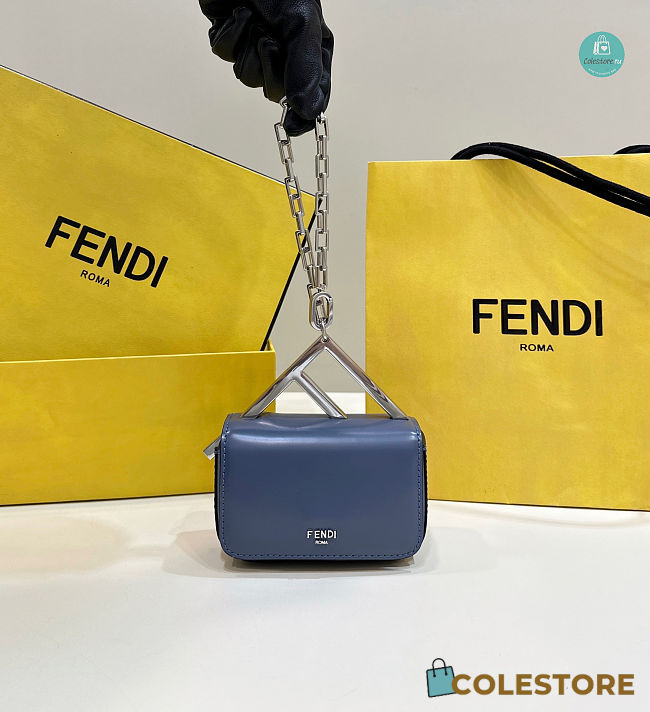 Fendi First Sight Blue Leather Mini Bag Size 13x5x8cm - 1