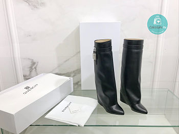 Givenchy Shark Lock Leather Knee-High Boots In Black Size 36-40
