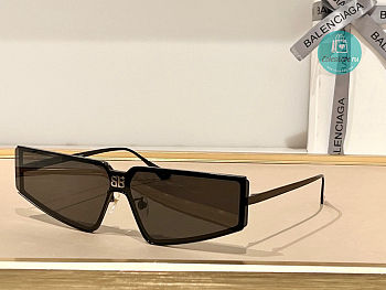 Balenciaga Shield 2.0 Rectangle-Frame Black Sunglasses