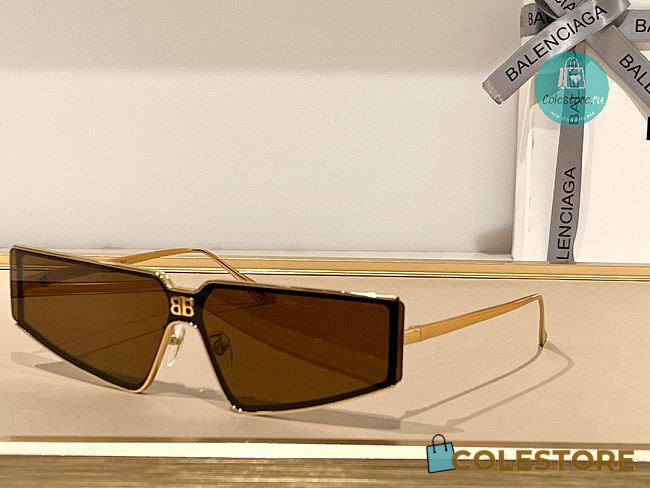  Balenciaga Shield 2.0 Rectangle-Frame Black Sunglasses Black/Gold - 1