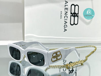  Balenciaga White Rectangular Ladies Sunglasses