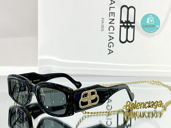 Balenciaga Black Rectangular Ladies Sunglasses