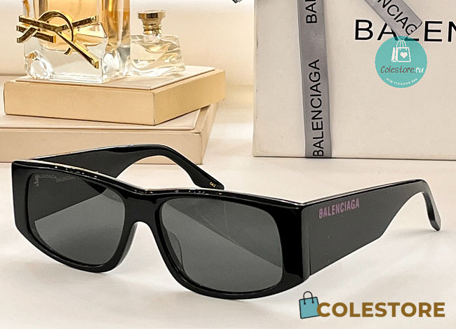 Colestore Balenciaga Black/Purple Rectangular Frame Sunglasses  - 1