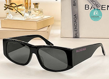 Colestore Balenciaga Black/Purple Rectangular Frame Sunglasses 