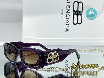  Balenciaga Purple Rectangular Ladies Sunglasses