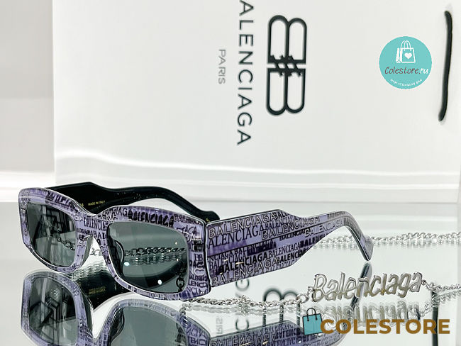  Balenciaga Light Violet Rectangular Ladies Sunglasses - 1