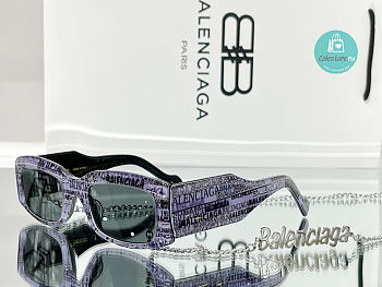  Balenciaga Light Violet Rectangular Ladies Sunglasses