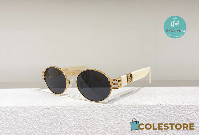 Fendi V3 Oval Fendace White Sunglasses - 1