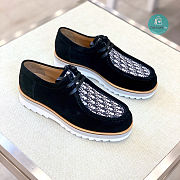 Dior Men's Black Oblique Derby Shoes  - 4