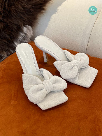 Bottega White Veneta Towel Stretch Bow Heel Size 35-41cm - Height 9cm