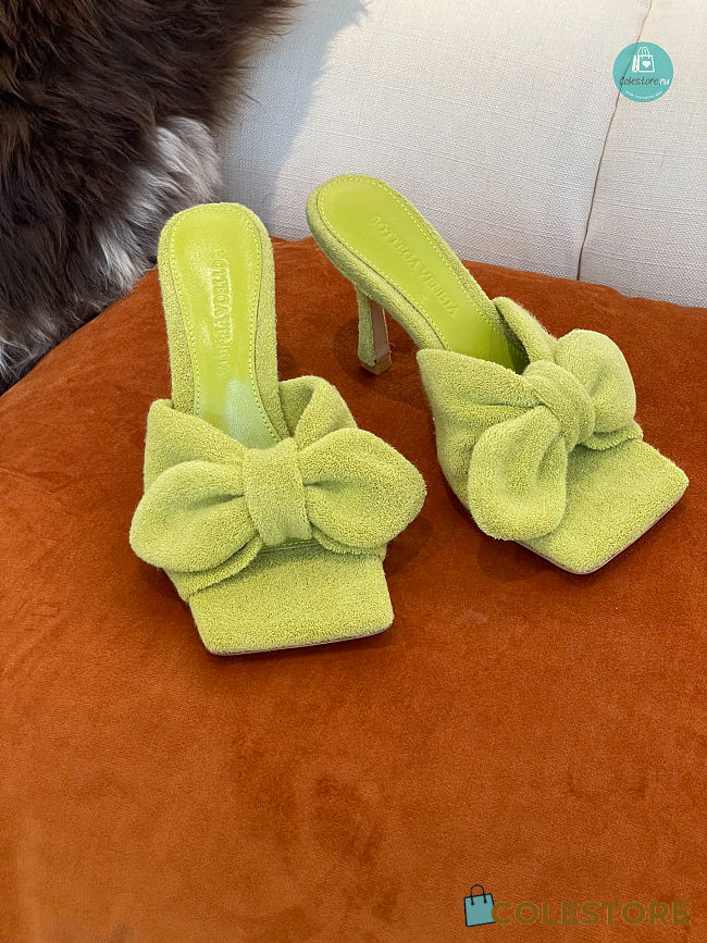 Bottega Light Green Veneta Towel Stretch Bow Heel Size 35-41cm - Height 9cm - 1